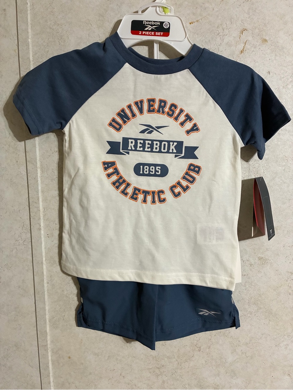 Reebok White & Navy 'University Athletic Club' Raglan Tee